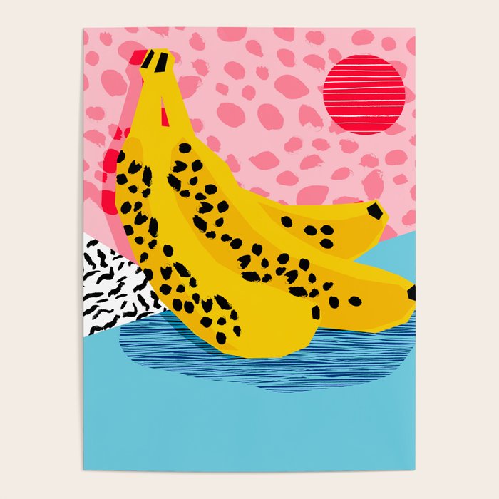 What It Is - memphis throwback banana fruit retro minimal pattern neon bright 1980s 80s style art Poster Gallery Image 4
