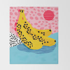 What It Is - memphis throwback banana fruit retro minimal pattern neon bright 1980s 80s style art Throw Blanket Gallery Image 2