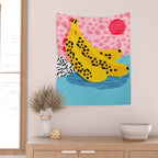 What It Is - memphis throwback banana fruit retro minimal pattern neon bright 1980s 80s style art Wall Tapestry Gallery Image 2