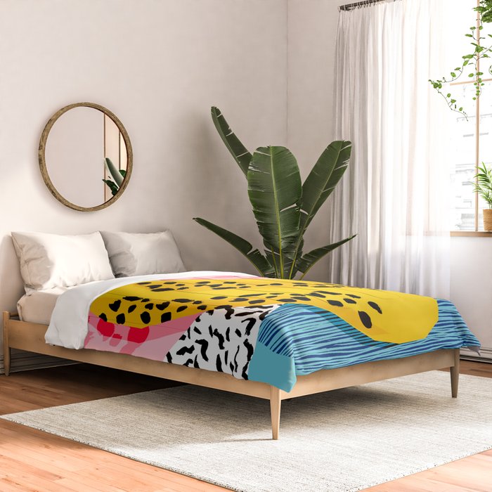 What It Is - memphis throwback banana fruit retro minimal pattern neon bright 1980s 80s style art Comforter Gallery Image 2
