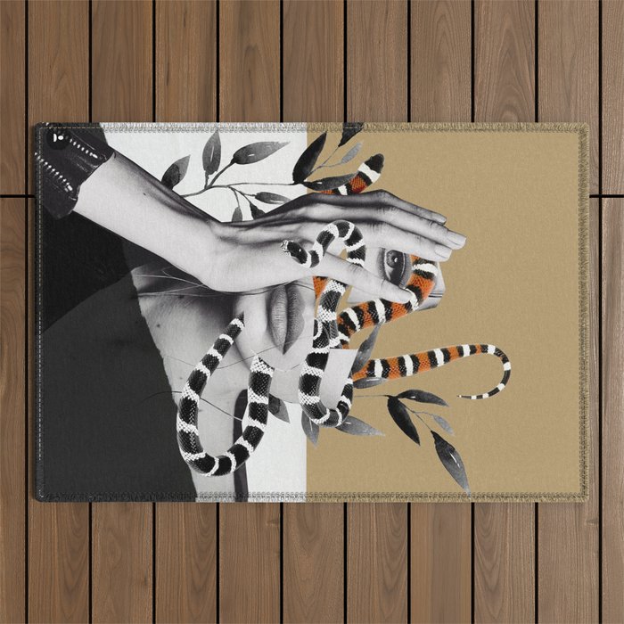 Woman and snakes Outdoor Rug Gallery Image 1