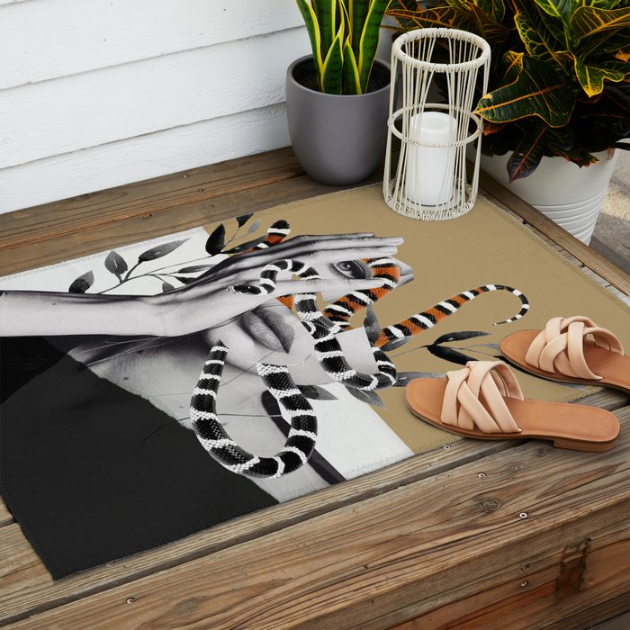 Woman and snakes Outdoor Rug Gallery Image 2
