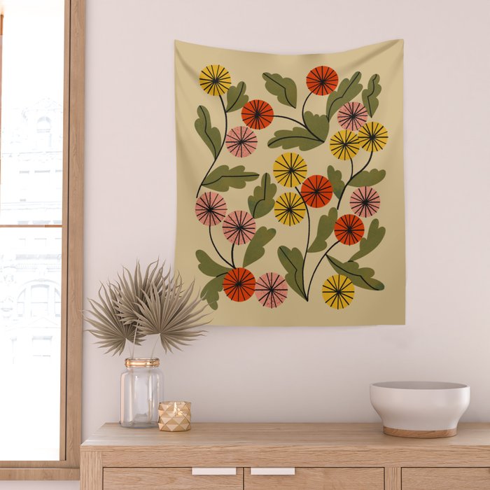 Autumn Mums Wall Tapestry Gallery Image 2