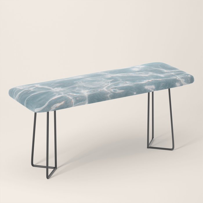 Crystal Clear Blue Water Photo Art Print | Crete Island Summer Holiday | Greece Travel Photography Bench Gallery Image 1