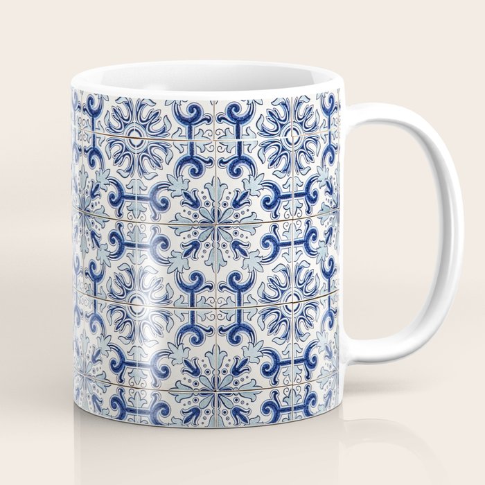 Portuguese tiles pattern blue Coffee Mug Gallery Image 1