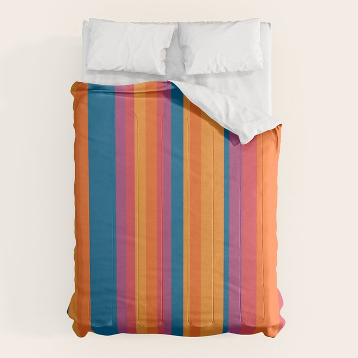 Classic Stripes III - Retro Rainbow  Comforter Gallery Image 6