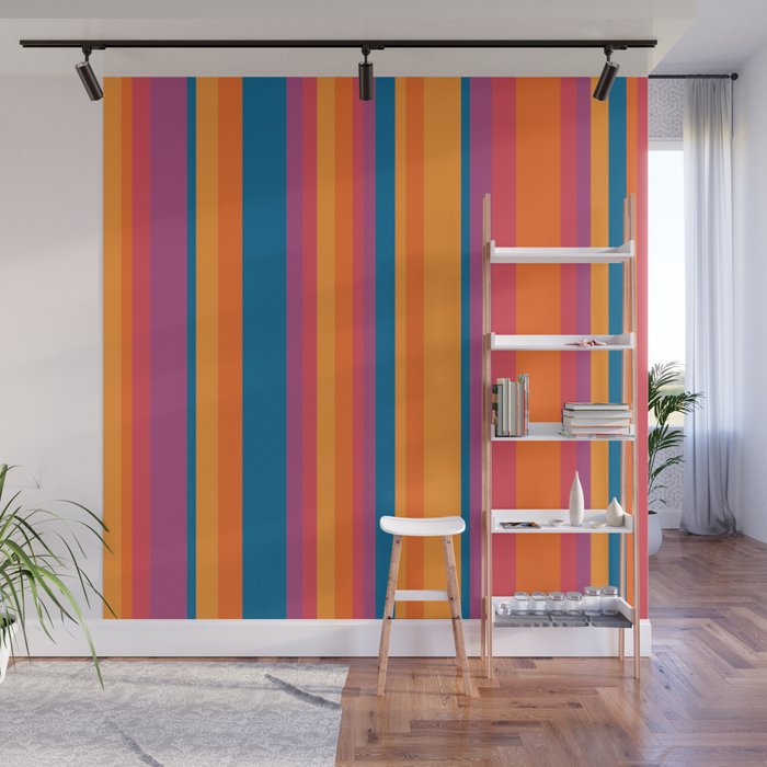 Classic Stripes III - Retro Rainbow  Wall Mural Gallery Image 1