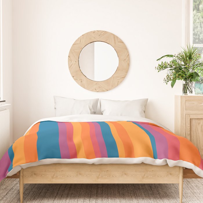 Classic Stripes III - Retro Rainbow  Duvet Cover Gallery Image 3