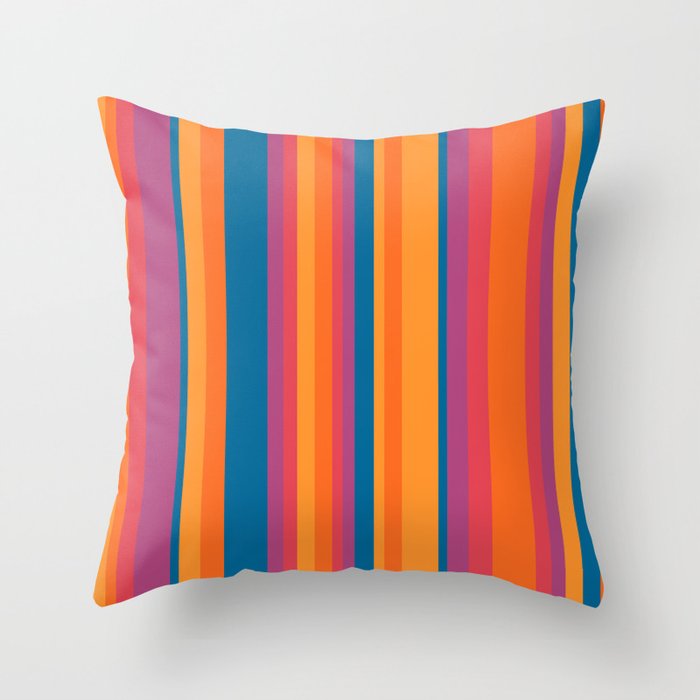 Classic Stripes III - Retro Rainbow  Throw Pillow Gallery Image 6