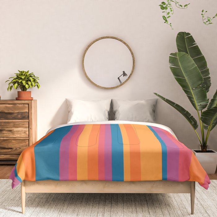 Classic Stripes III - Retro Rainbow  Comforter Gallery Image 3