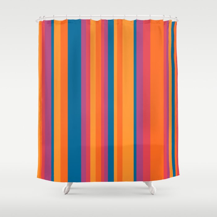 Classic Stripes III - Retro Rainbow  Shower Curtain Gallery Image 1