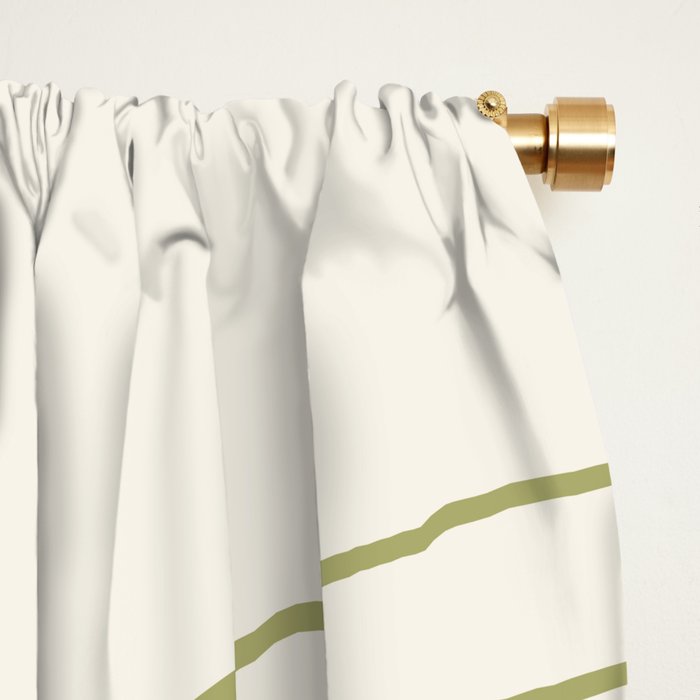 Minimal Line Curvature LXXXVII Creme & Green Mid Century Modern Arch Abstract Window Curtain Gallery Image 2