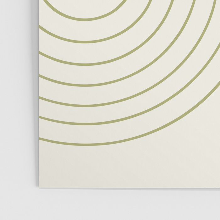 Minimal Line Curvature LXXXVII Creme & Green Mid Century Modern Arch Abstract Poster Gallery Image 3