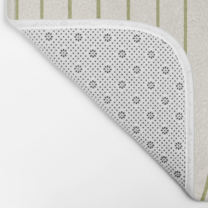 Minimal Line Curvature LXXXVII Creme & Green Mid Century Modern Arch Abstract Bath Mat Gallery Image 2