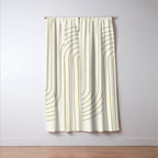 Minimal Line Curvature LXXXVII Creme & Green Mid Century Modern Arch Abstract Window Curtain Gallery Image 3