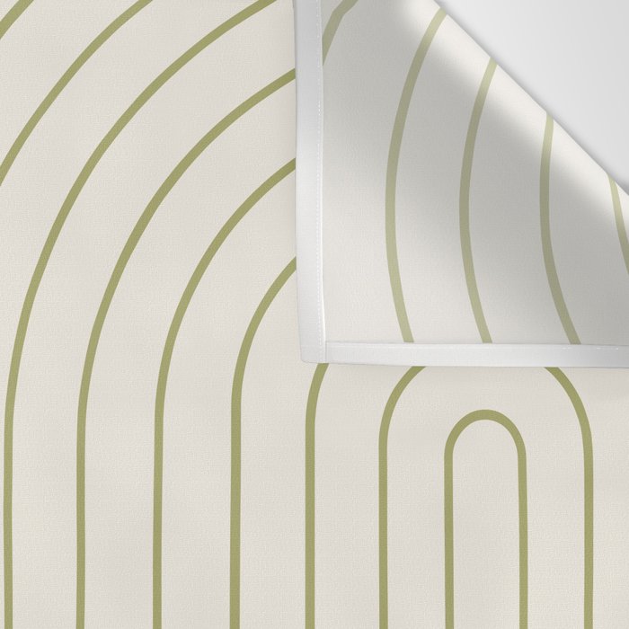 Minimal Line Curvature LXXXVII Creme & Green Mid Century Modern Arch Abstract Wall Tapestry Gallery Image 3