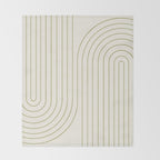 Minimal Line Curvature LXXXVII Creme & Green Mid Century Modern Arch Abstract Throw Blanket Gallery Image 2