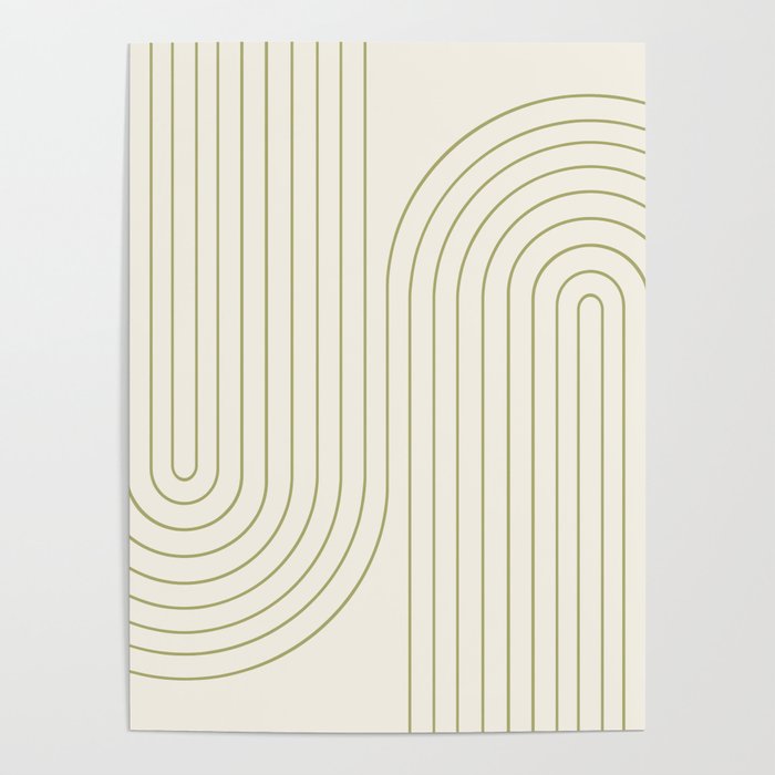 Minimal Line Curvature LXXXVII Creme & Green Mid Century Modern Arch Abstract Poster Gallery Image 4