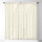 Minimal Line Curvature LXXXVII Creme & Green Mid Century Modern Arch Abstract Window Curtain Gallery Image 5
