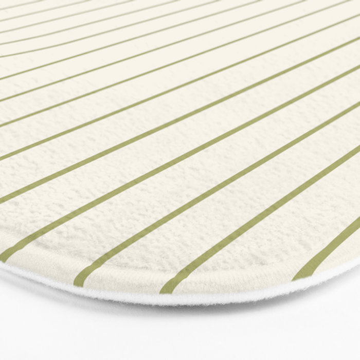 Minimal Line Curvature LXXXVII Creme & Green Mid Century Modern Arch Abstract Bath Mat Gallery Image 3