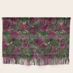 Burgundy Roses and Ravens Dark Gothic Pattern  Wall Hanging Gallery Image 1