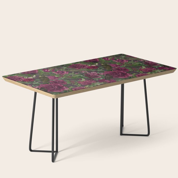 Burgundy Roses and Ravens Dark Gothic Pattern  Coffee Table Gallery Image 1