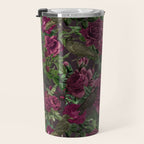 Burgundy Roses and Ravens Dark Gothic Pattern  Travel Mug Gallery Image 3