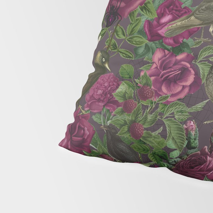 Burgundy Roses and Ravens Dark Gothic Pattern  Pillow Sham Gallery Image 4