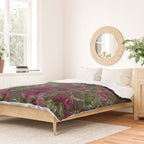 Burgundy Roses and Ravens Dark Gothic Pattern  Duvet Cover Gallery Image 2