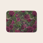 Burgundy Roses and Ravens Dark Gothic Pattern  Bath Mat Gallery Image 1