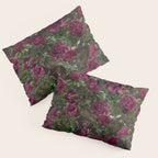 Burgundy Roses and Ravens Dark Gothic Pattern  Pillow Sham Gallery Image 3