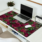 Burgundy Roses and Ravens Dark Gothic Pattern  Desk Mat Gallery Image 2