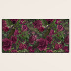 Burgundy Roses and Ravens Dark Gothic Pattern  Desk Mat Gallery Image 3