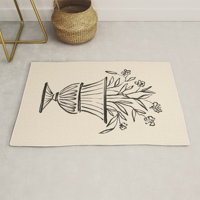 Garden Pot Antique Vase Flower Illustration Rug Gallery Image 1