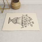 Garden Pot Antique Vase Flower Illustration Rug Gallery Image 1