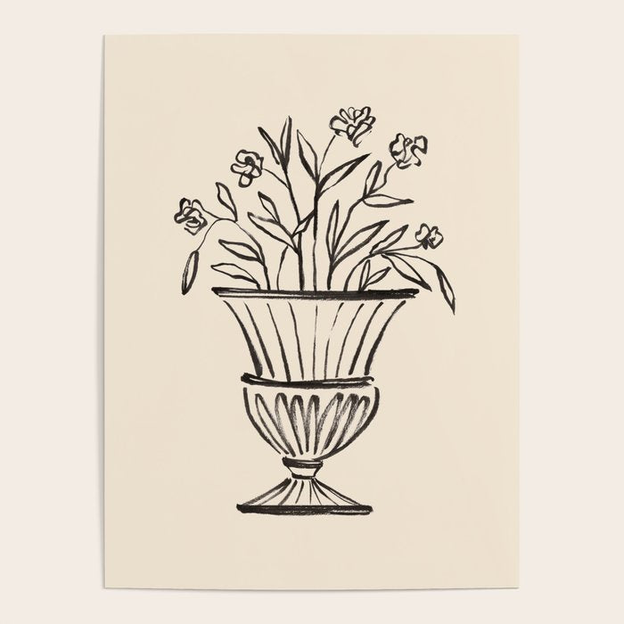 Garden Pot Antique Vase Flower Illustration Poster Gallery Image 4