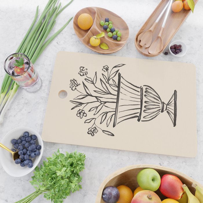 Garden Pot Antique Vase Flower Illustration Cutting Board Gallery Image 2