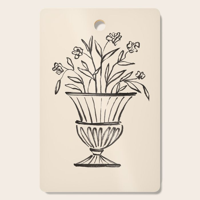 Garden Pot Antique Vase Flower Illustration Cutting Board Gallery Image 1