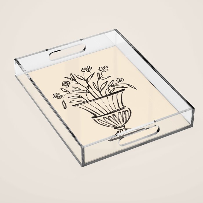 Garden Pot Antique Vase Flower Illustration Acrylic Tray Gallery Image 1