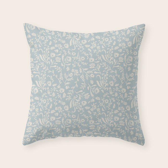 Ditsy Toile Floral - Aquamarine Throw Pillow Gallery Image 6