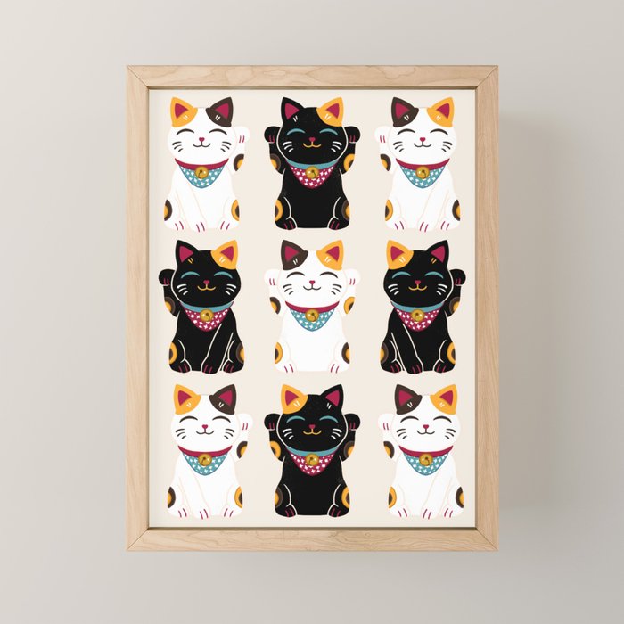 Maneki Neko - Lucky Cats Mini Art Print Gallery Image 1
