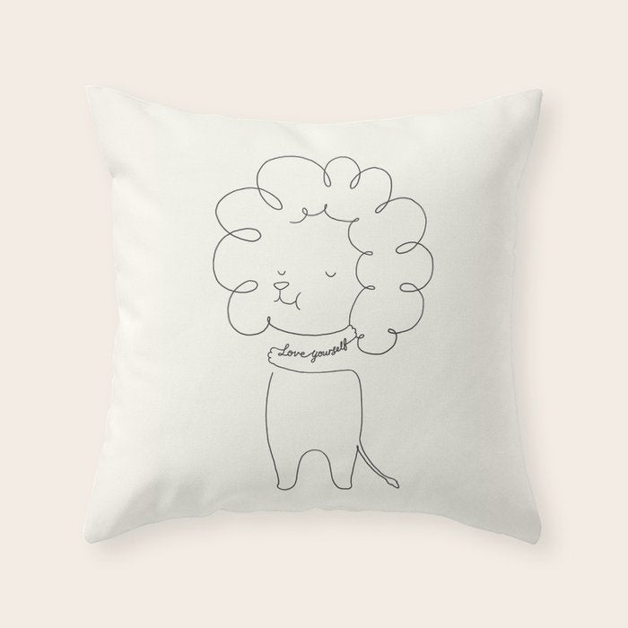 Love Yourself Lion Throw Pillow Gallery Image 1