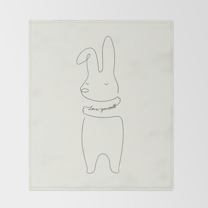 Love Yourself - Bunny Throw Blanket Gallery Image 2