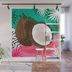 Bada Bing - memphis throwback tropical coconuts food vegan nature abstract illo neon 1980s 80s style Wall Mural Gallery Image 1