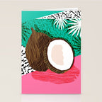 Bada Bing - memphis throwback tropical coconuts food vegan nature abstract illo neon 1980s 80s style Stationery Card Gallery Image 2