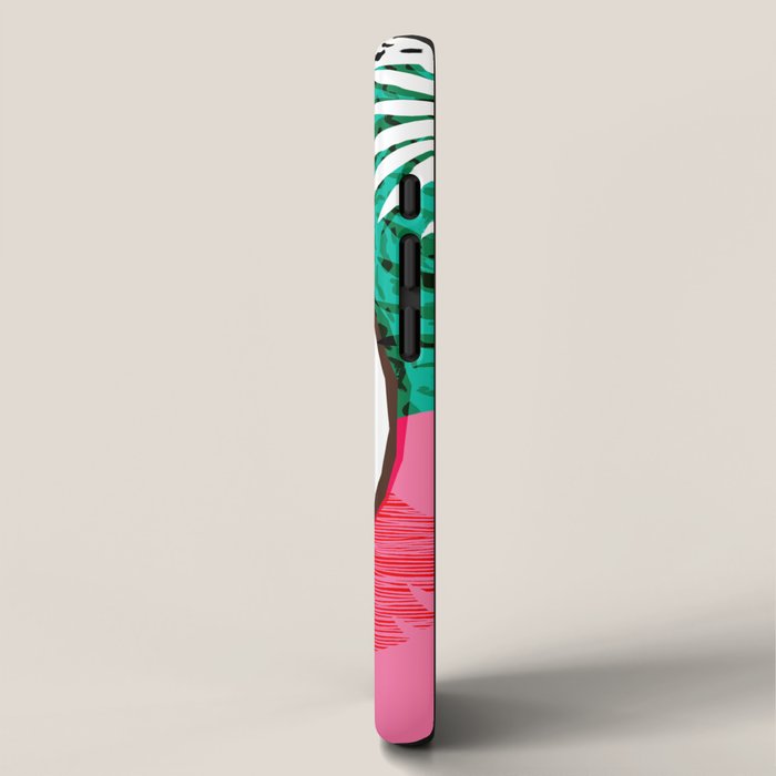 Bada Bing - memphis throwback tropical coconuts food vegan nature abstract illo neon 1980s 80s style iPhone Case Gallery Image 2