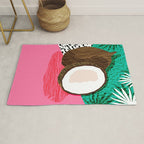Bada Bing - memphis throwback tropical coconuts food vegan nature abstract illo neon 1980s 80s style Rug Gallery Image 1