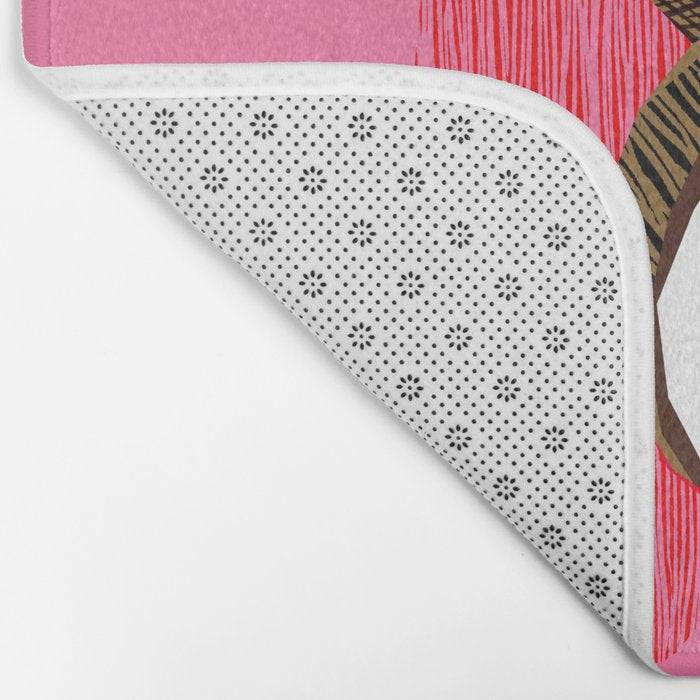 Bada Bing - memphis throwback tropical coconuts food vegan nature abstract illo neon 1980s 80s style Bath Mat Gallery Image 2