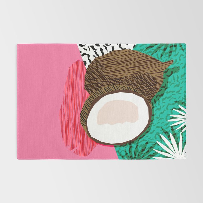 Bada Bing - memphis throwback tropical coconuts food vegan nature abstract illo neon 1980s 80s style Rug Gallery Image 2