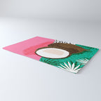 Bada Bing - memphis throwback tropical coconuts food vegan nature abstract illo neon 1980s 80s style Rug Gallery Image 3